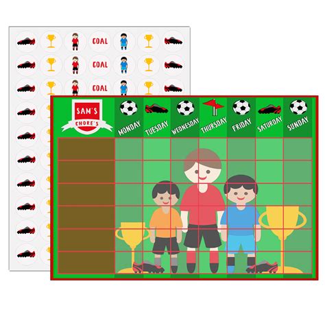 Buy Chore Chart for Children, Personalised Football Reward Chart ...