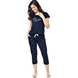 Buy ZEYO Women's Cotton Star Printed Night Suit Set of Top & Shorts ...