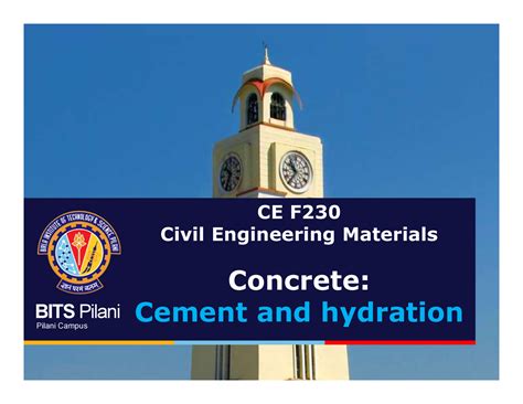 3. Cement, hydration, and SCM (Lec 3-9) - BITSPilani Pilani Campus CE F ...