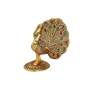 Buy Peacock Dancing in Metal in Golden Antique Finish by Handicrafts ...