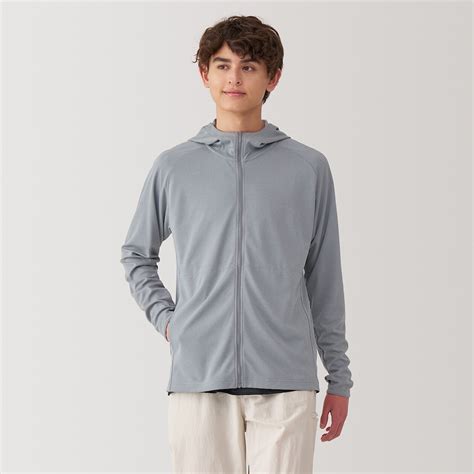 Men's UV protection zip up hoodie MEN S Medium grey | MUJI