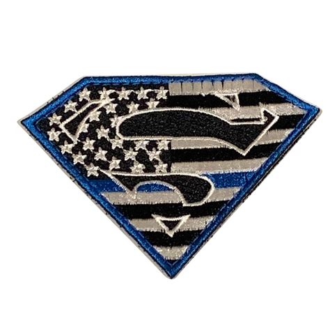 Buy PakedDeals Superman Thin Blue Line Morale Patch Law Blue Border ...