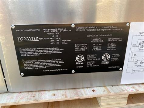 Commercial Convection Oven, 240V Single Phase, 10,000Watt, Single Deck ...