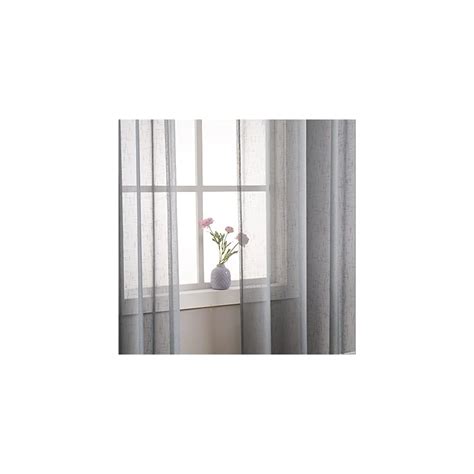 Buy Grey Linen Sheer Window Curtain Panel Pairs 108 Inches Extra Long ...