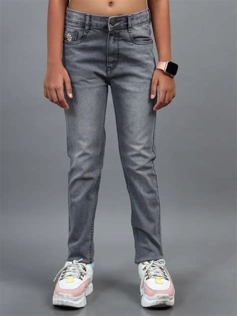 Under Fourteen Only DARK GREY COTTON SPANDEX SLIM FIT DENIM FOR GIRLS ...