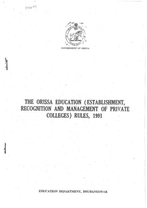Orissa Education( Establishment, Recognition and Management of Private ...