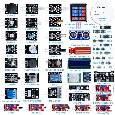 ELEGOO Upgraded 37 in 1 Sensor Modules Kit with Tutorial Compatible ...