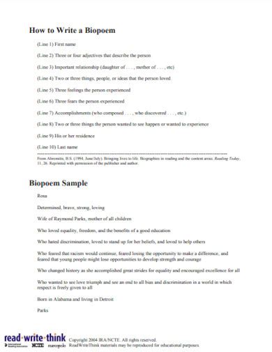 Image result for Bio Poem Examples
