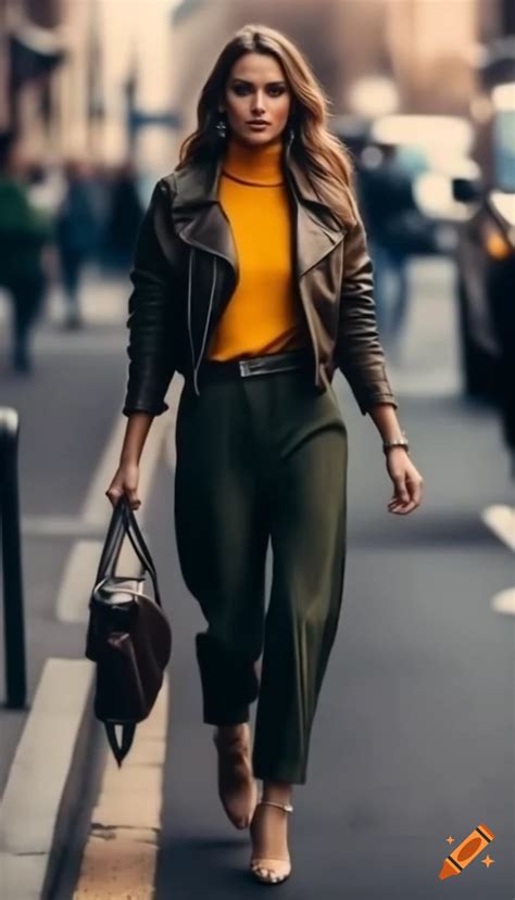 Woman walking in city streets on Craiyon