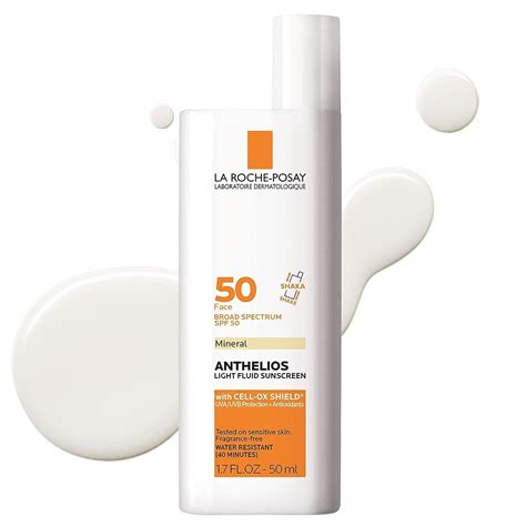 La Roche-Posay Anthelios Mineral Ultra-Light Face Sunscreen SPF 50, Zinc Oxide Sunscreen for ...