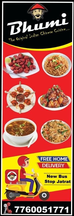 Menu at Bhumi, The original Indian Chinese center, India