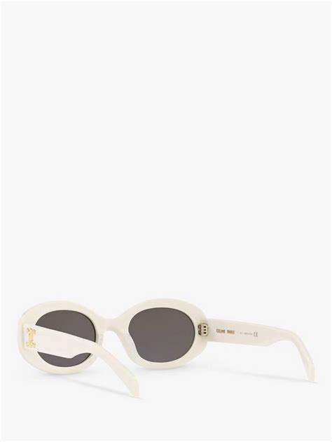 Celine CL40194U Unisex Oval Sunglasses, Ivory/Grey