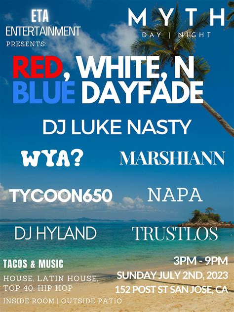 Red, White, and Blue Summer Dayfade, Myth Lounge, San Jose, 2 July 2023 ...