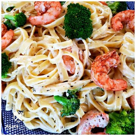 Blackened Shrimp and Broccoli Alfredo Recipe - Julias Simply Southern