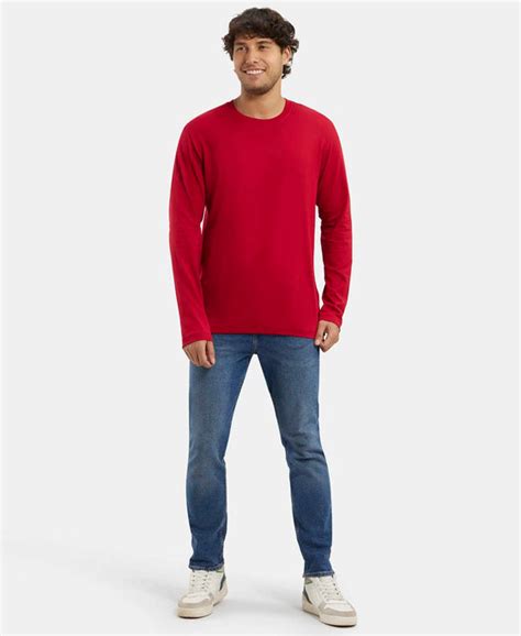 Buy Super Combed Cotton Rich Solid Round Neck Full Sleeve T-Shirt ...