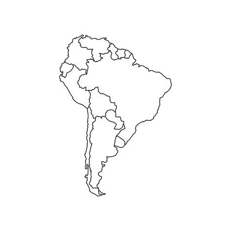 Isolated map of South America on white background. Highly detailed, with borders. Includes ...