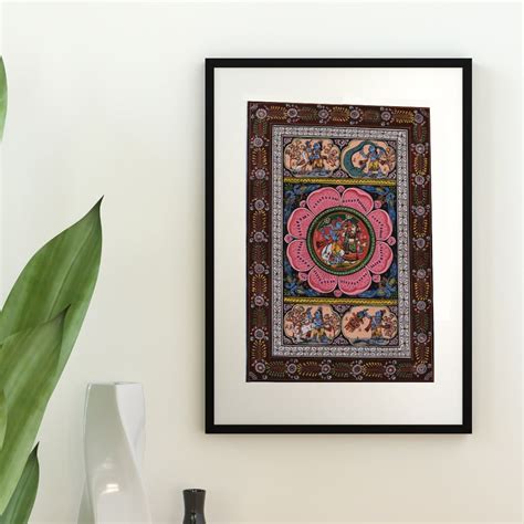 Pattachitra - Radha Krishna with scenes of krushna killing demons ...