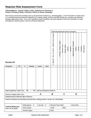 Reaction Risk Assessment - ehs ucsc Doc Template | pdfFiller