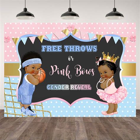 7 5ft Free Throws Or Pink Bows Gender Reveal Backdrop | Desertcart INDIA