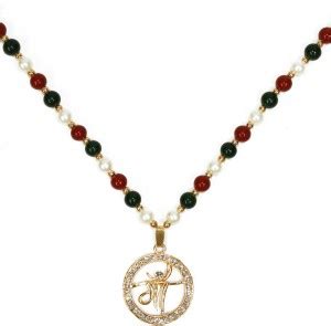 Shri Ram Creations Stone Bead Mala With Maa Pack Of 10 Beads Metal ...