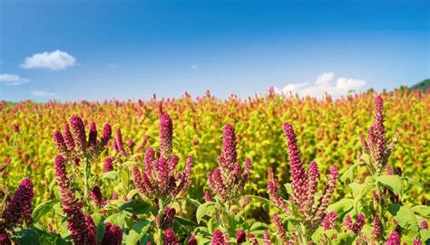 Amaranth flower field in natural background | Premium Photo