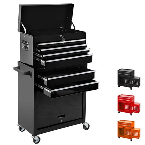 Buy Tool Box Removable Tool Chest Top & Bottom 2 in 1 Rolling Tool Box ...