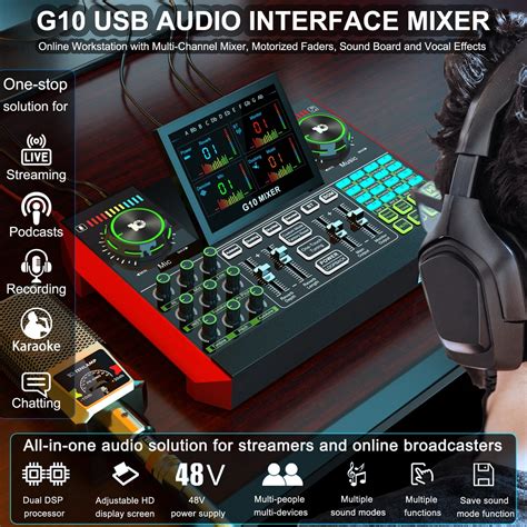 Buy USB Audio Interface with Mixer & Vocal Effects, tenlamp G10 Multi ...