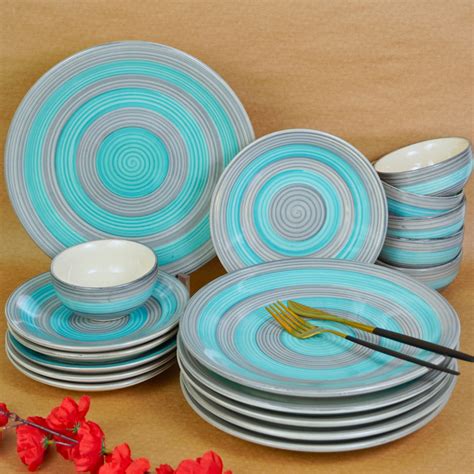Ceramic Pastel Harmony Circles Dinner Set (Set of 18) – The Golden Theory