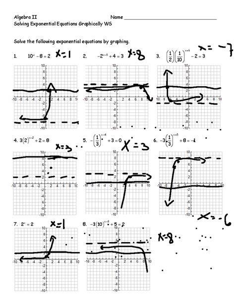 Solving Exponential Equations Graphically WS (1) - Algebra II Name ...