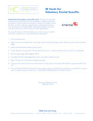 Fillable Online ID Cards for Voluntary Dental Benefits - CBIA Fax Email ...