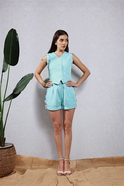 Blue vest and shorts set – Leela By A