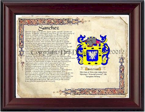 Sanchez Coat of Arms/ Family Crest on Fine Paper and Family History Buy ...