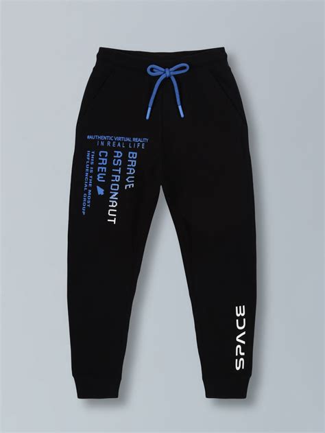 Boys Brave Astronaut Print Cotton Jogger - Black – PlumTreeKids