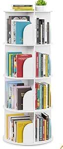 AESTHETIC DECOR Rotating Book Rack Wooden Book Shelf Black Painted ...