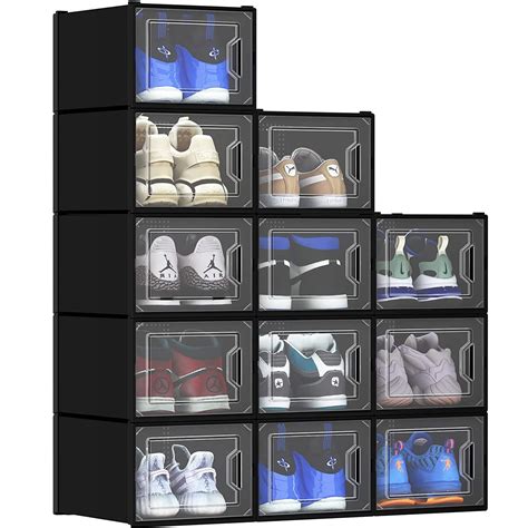 CPEX Stackable Foldable Plastic Shoes Holder, Shoe Box Storage Display ...