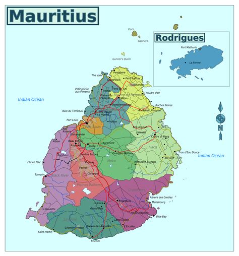 Large regions map of Mauritius | Mauritius | Africa | Mapsland | Maps of the World