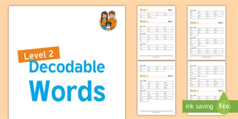 Level 2 Decodable Word Booklet (teacher made)