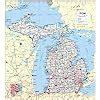 Cool Owl Maps Michigan Wall Map Large Print Poster | Ubuy India