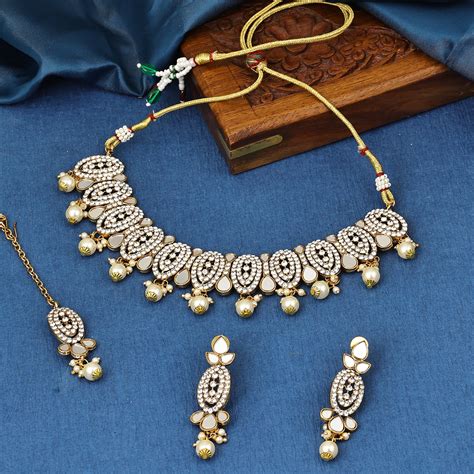 Sukkhi Attractive Gold Plated Choker Necklace Set For Women - Sukkhi.com