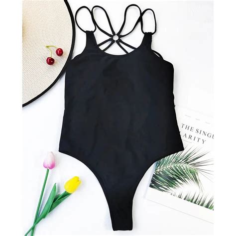 Jual PREORDER Sexy Cross Back High Cut Padded Women Swimwear One Piece ...