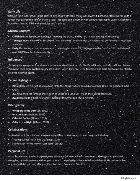 Singer Bio Examples 的图像结果