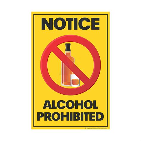 Anne Print Solutions® Notice Alcohol Prohibited Sticker for Office ...