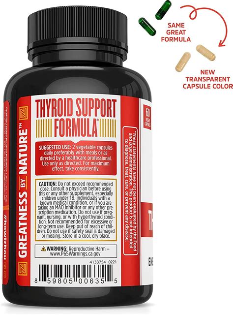 Zhou Thyroid Support Complex with Iodine Supplement, Increase Energy, Fight Brain Fog with ...