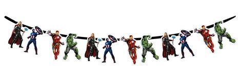 WoW Party Studio Avengers Super Heros Theme Character Bunting Banner ...