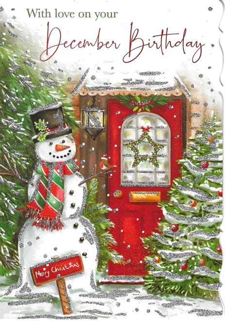 DECEMBER BIRTHDAY GREETING CARD 7"X5" SNOWMAN | eBay | Carte noel ...