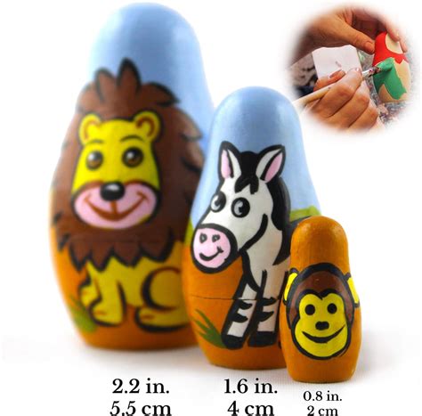 Buy African Animals Set 3 Piece Small Wood Nesting Dolls - Safari ...