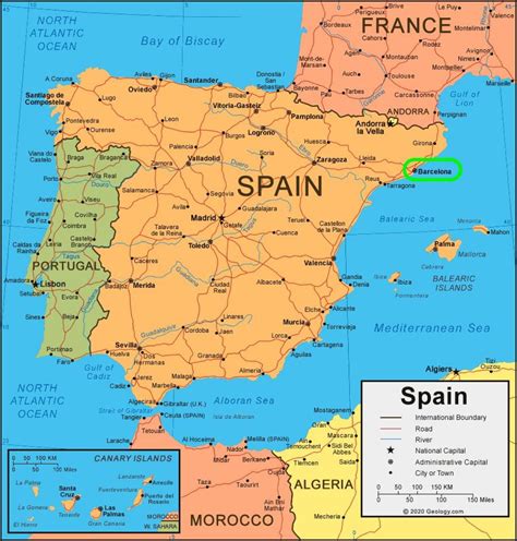 Spain Map Barcelona