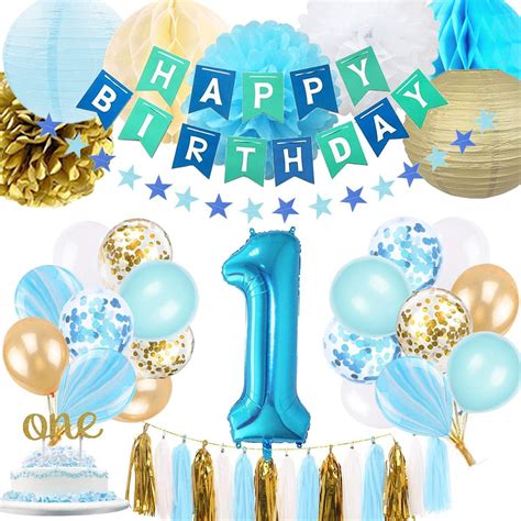 Amazon.com: 1st Birthday Boy Decoration, Baby Boy First Birthday ...