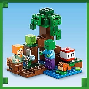 LEGO Minecraft The Swamp Adventure 21240 Building Toy Set (65 Pieces ...