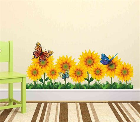 Decals Design 'Sunflowers Waistline Skirting Border' Wall Sticker (PVC ...